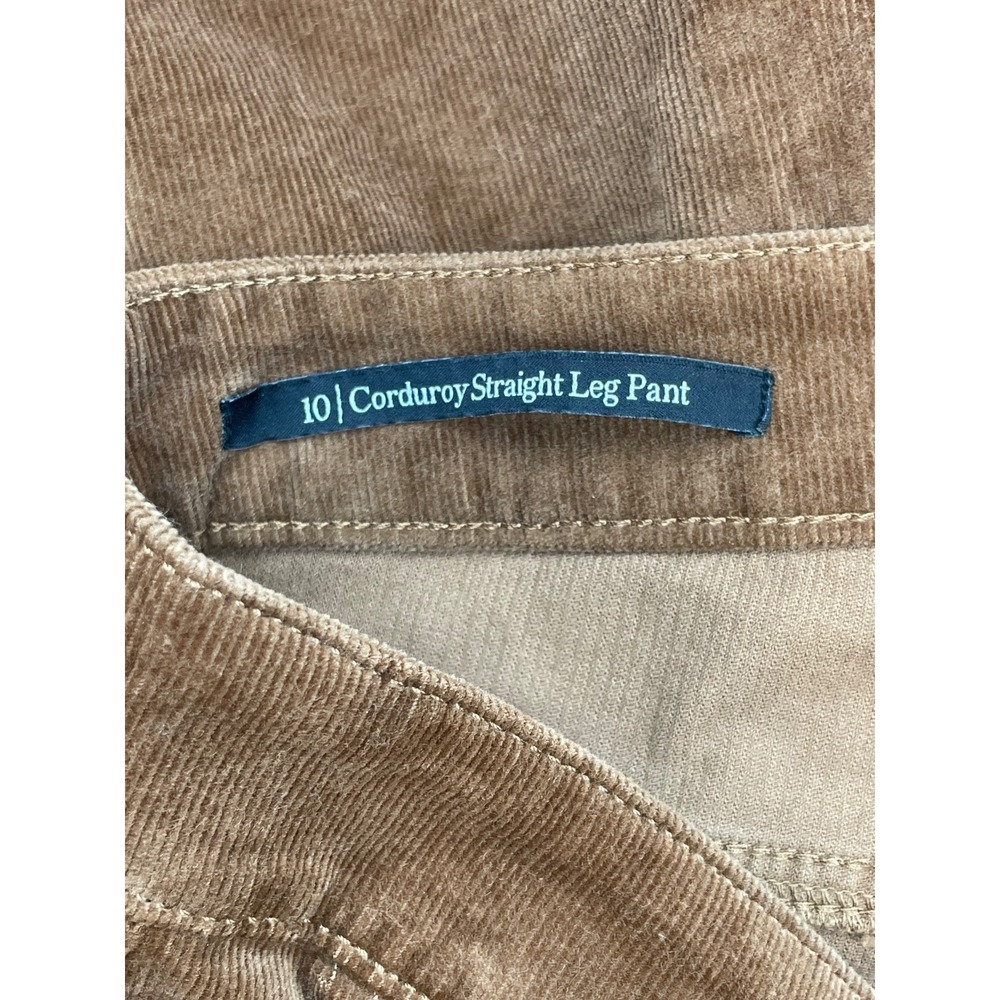 Talbots Pants Womens 10 Brown Cotton Blend Corduroy Straight Leg High-Waist NWT - Picture 4 of 9